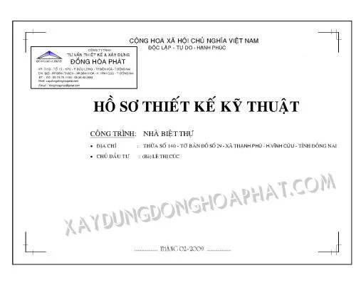 Biệt thự (Bà) Lê Thị Cúc - Xã Thạnh Phú - Huyện Vĩnh Cửu